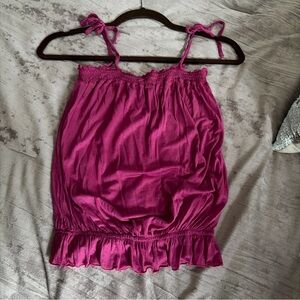 Cosabella Purple Square Neck Spaghetti Strap Ruffle Tank Top Size S